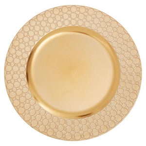 Dia Gold Charger Plate With Octagon Pattern Rim