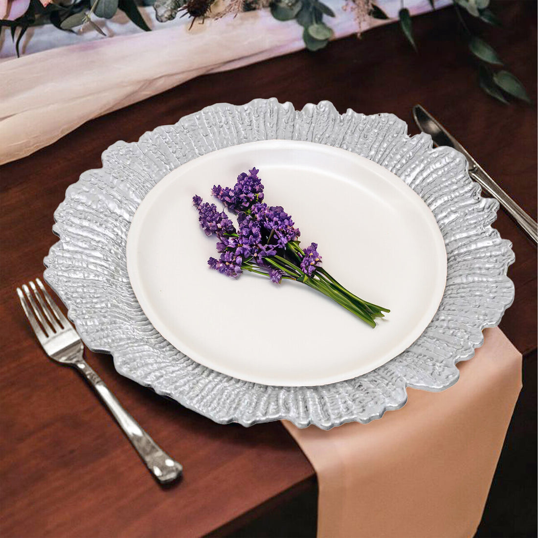 Dia Silver Finish Reef Charger Plate