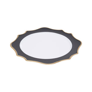 Dia White And Black Scalloped Charger Plate