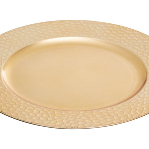 Gold Finish Hammered Rim Charger Plate | Dia