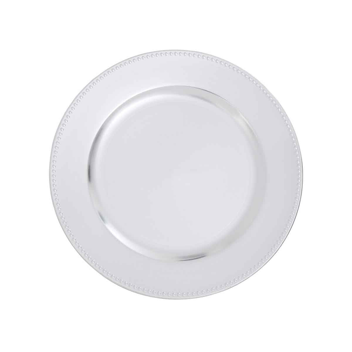 Dia Silver Finish Dotted Charger Plate