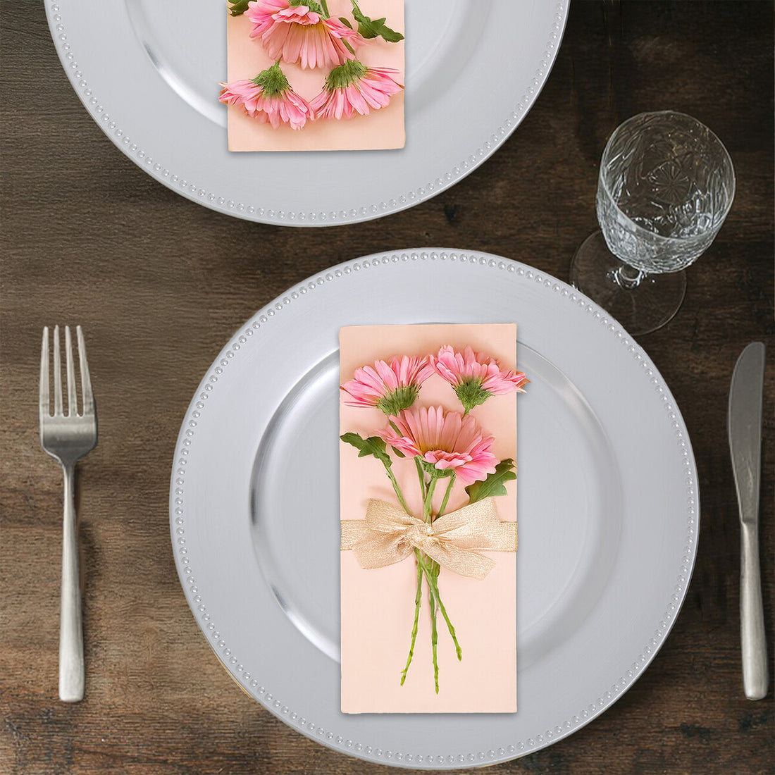 Dia Silver Finish Dotted Charger Plate