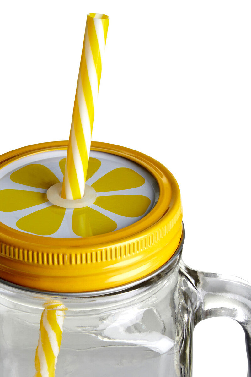 Embossed Mason Square Jar Mug With Lemon Lid