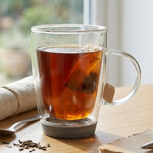Amari Clear Glass 350ml Mug with Grey Silicone Base