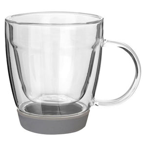 Amari Clear Glass 220ml Mug with Grey Silicone Base