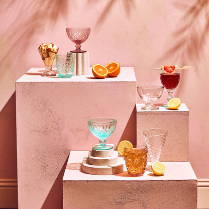 Fleur Set Of Four Pink and Blue Glass Tumblers