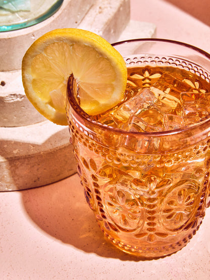 Fleur Set Of Four Pink and Blue Glass Tumblers