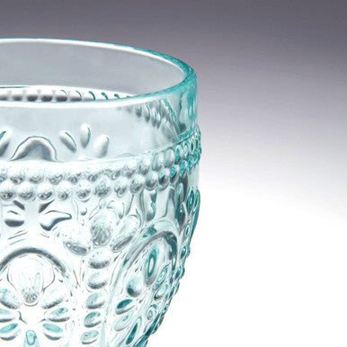 Fleur Set of 4  Pink And Blue Wine Glasses