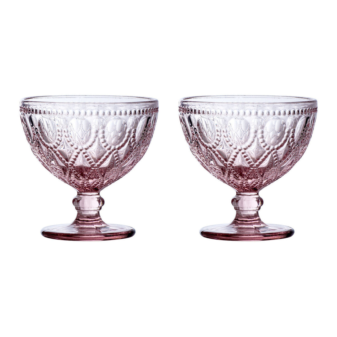 Fleur Set Of Two Pink Glass Sundae Dishes