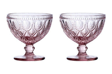 Fleur Set Of Two Pink Glass Sundae Dishes
