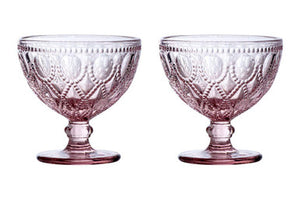 Fleur Set Of Two Pink Glass Sundae Dishes