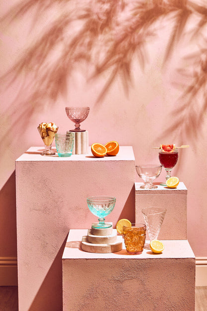 Fleur Set Of Two Pink Glass Sundae Dishes