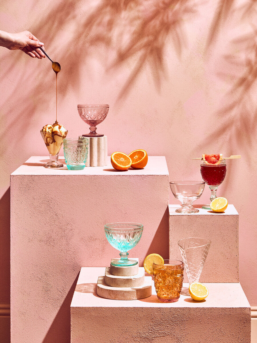 Fleur Set Of Two Pink Glass Sundae Dishes