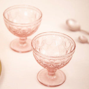 Set of Two Pink Glass Sundae Dishes | Fleur