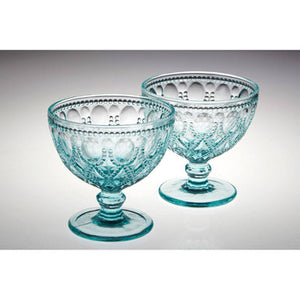 Fleur Set Of Two Blue Glass Sundae Dishes