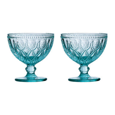 Fleur Set Of Two Blue Glass Sundae Dishes
