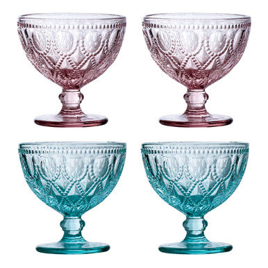Fleur Set Of Two Blue Glass Sundae Dishes