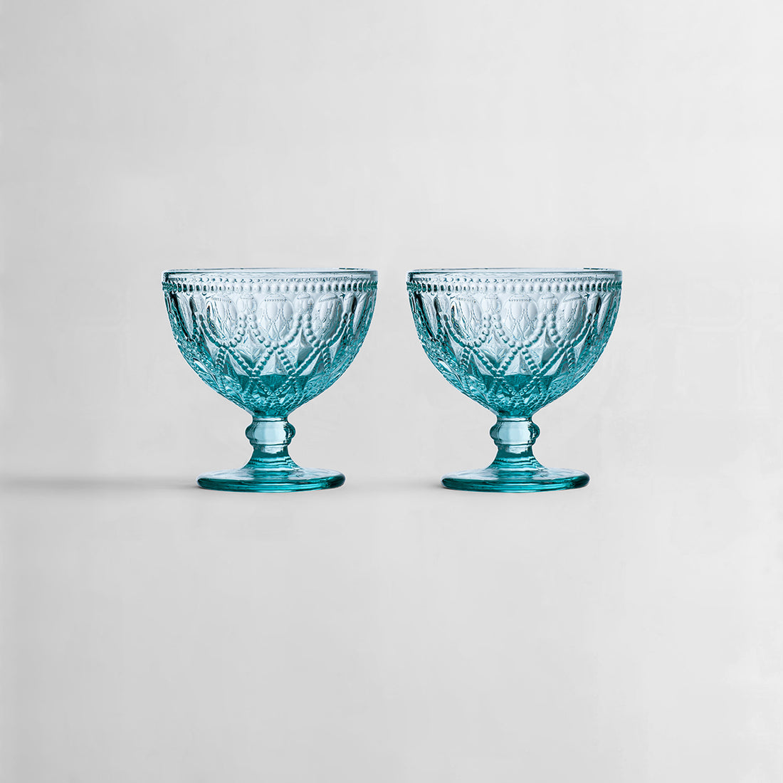 Fleur Set Of Two Blue Glass Sundae Dishes