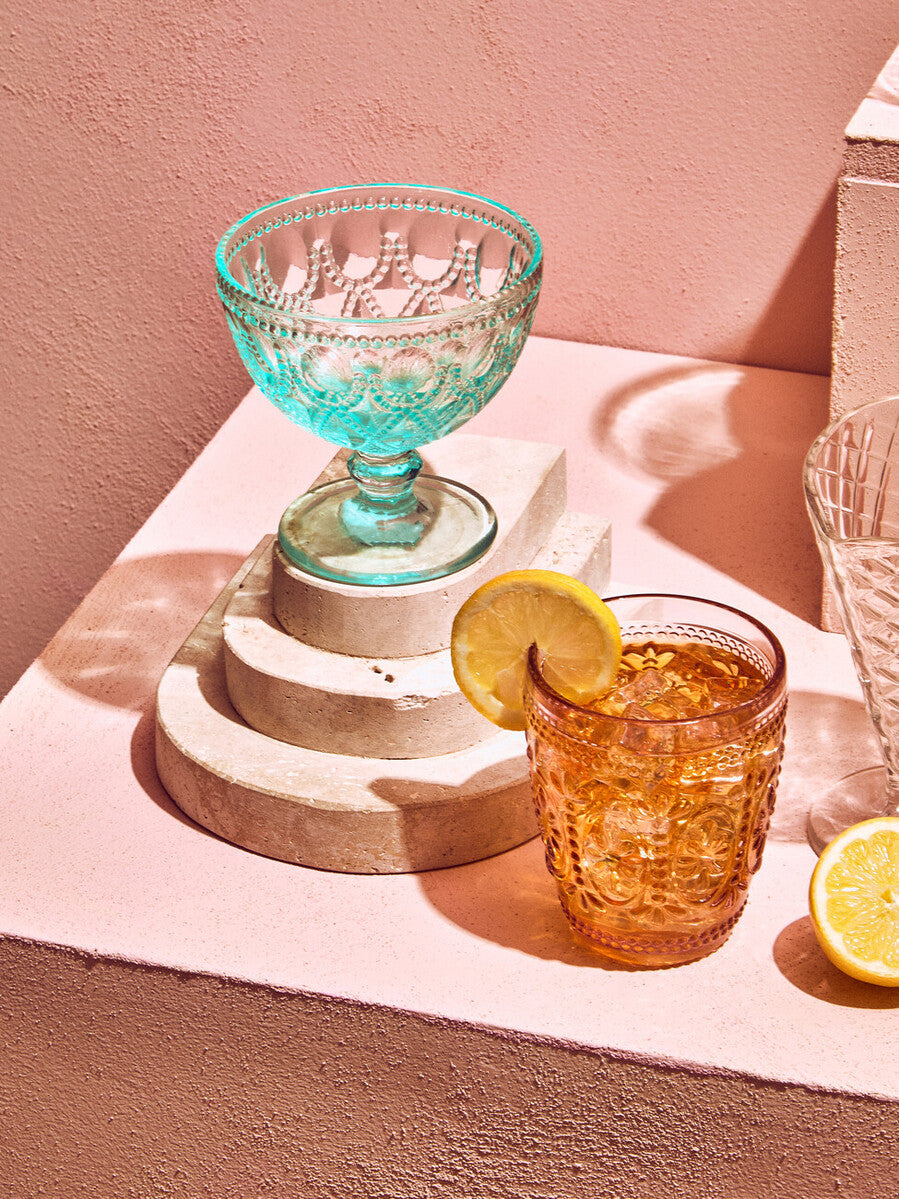 Fleur Set Of Two Blue Glass Sundae Dishes