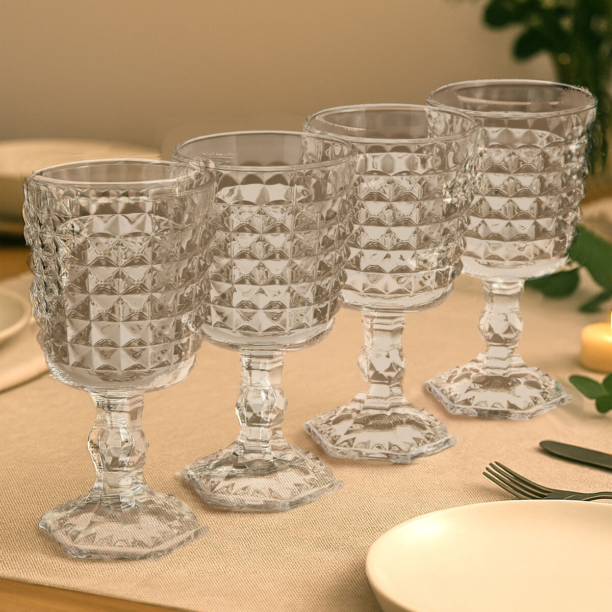 Set Of Four Pyramid Wine Goblets