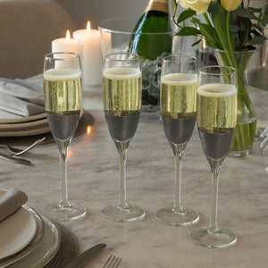Apollo Silver and Clear Set of 4 Champagne Glasses 210ml