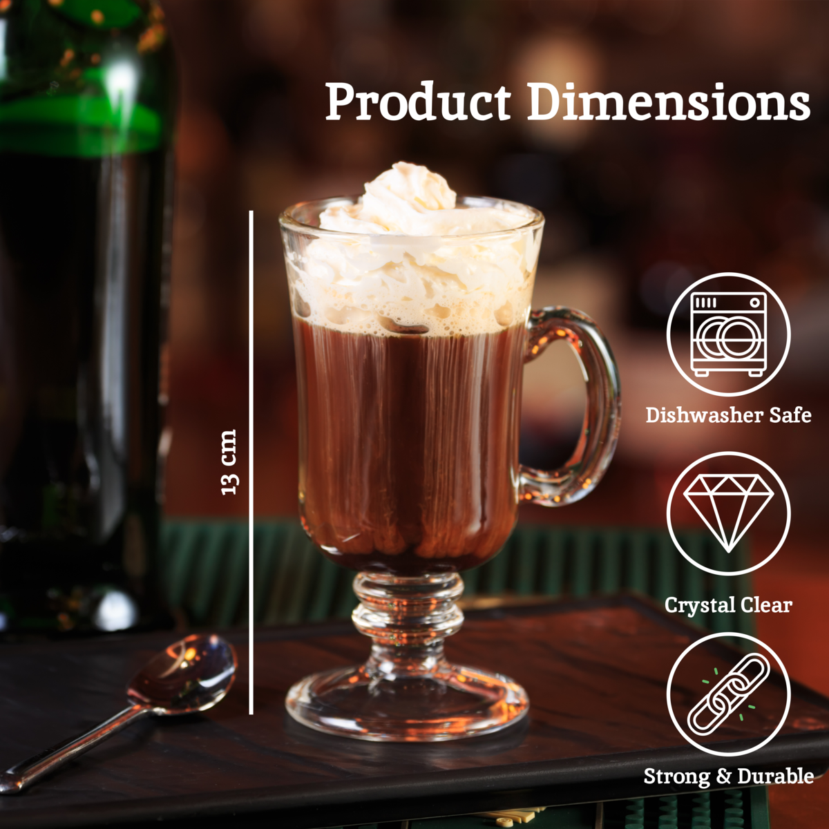 Euri Set of Four 240ml Clear Irish Coffee Glasses