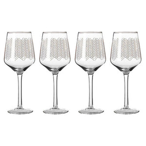 Set Of Four Jazz Wine Glasses