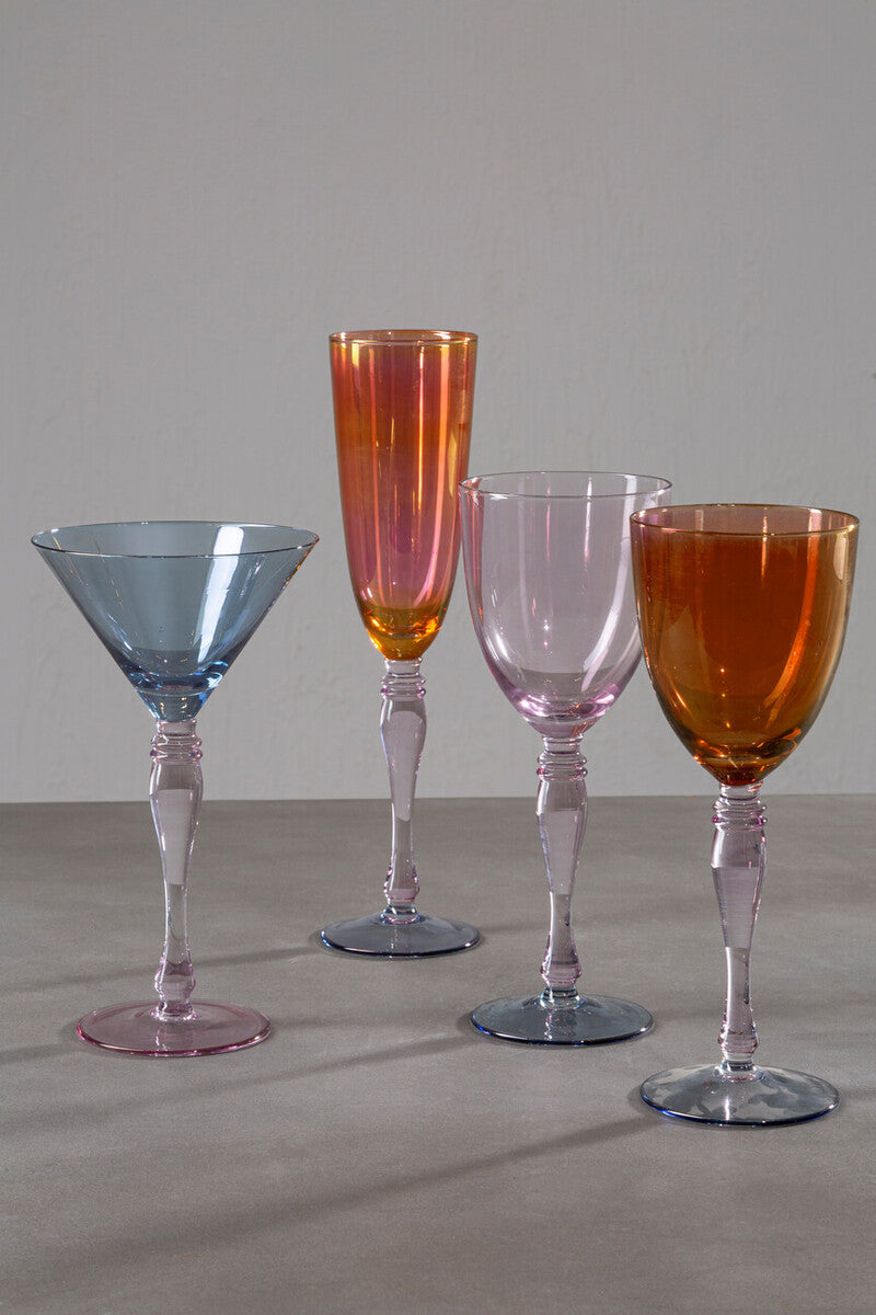 Aurora Set of 4 Multicolour Champagne Glasses