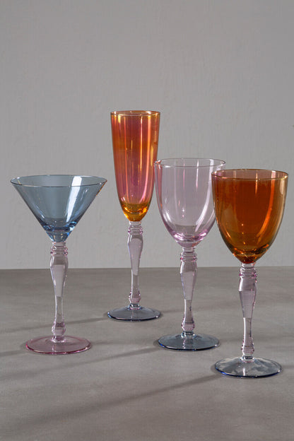 Aurora Set of 4 Multicolour Champagne Glasses