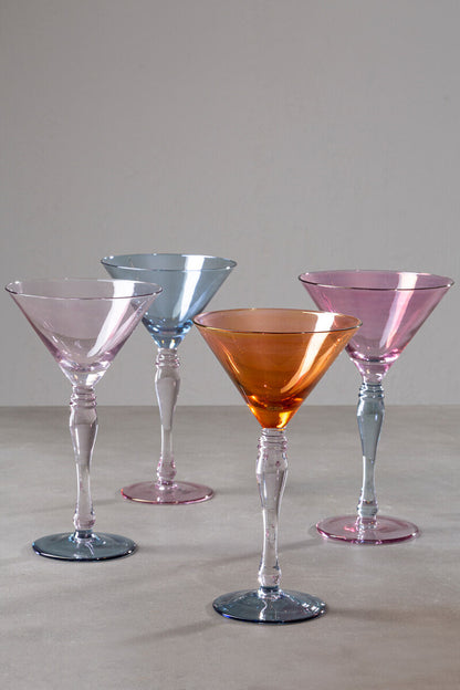 Aurora Set of 4 Multicolour Cocktail Glasses