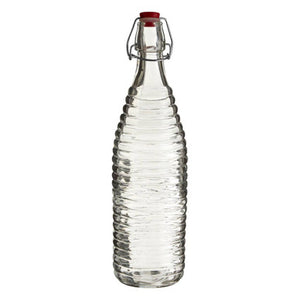 Clear Ribbed Glass 1000ml Bottle with Clip Stopper | Dayla