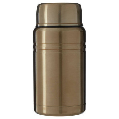 Bronze-colored thermos bottle on a white background