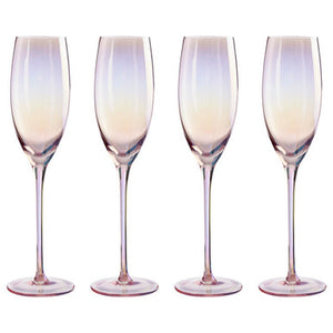 Set of 4 Champagne Glasses | Frosted Deco