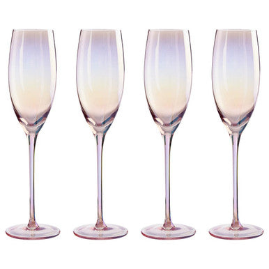Frosted Deco Set Of 4 Champagne Glasses