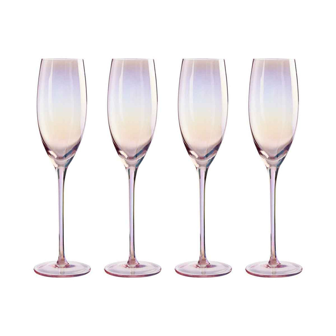 Frosted Deco Set Of 4 Champagne Glasses