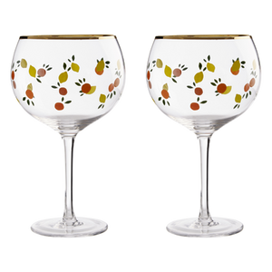 Mila Set Of 2 Colourful Design Gin Glasses