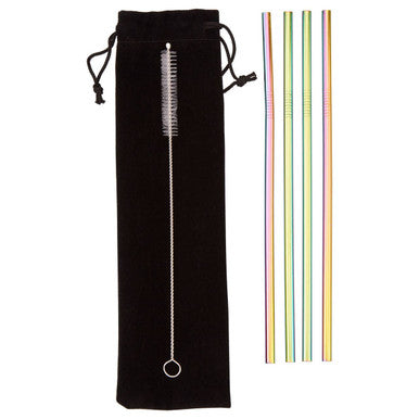 Mimo Set Of 4 Oil Slick Drinking Straws