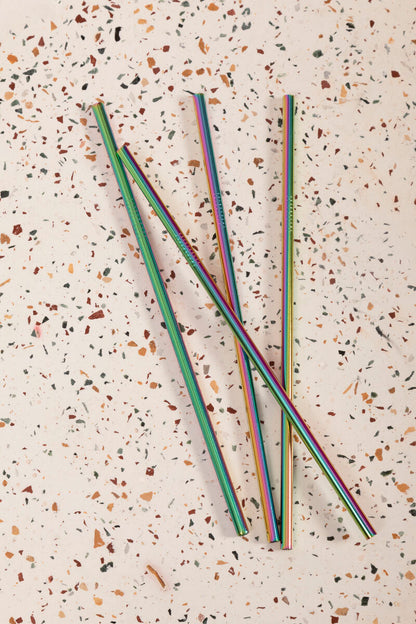 Mimo Set Of 4 Oil Slick Drinking Straws