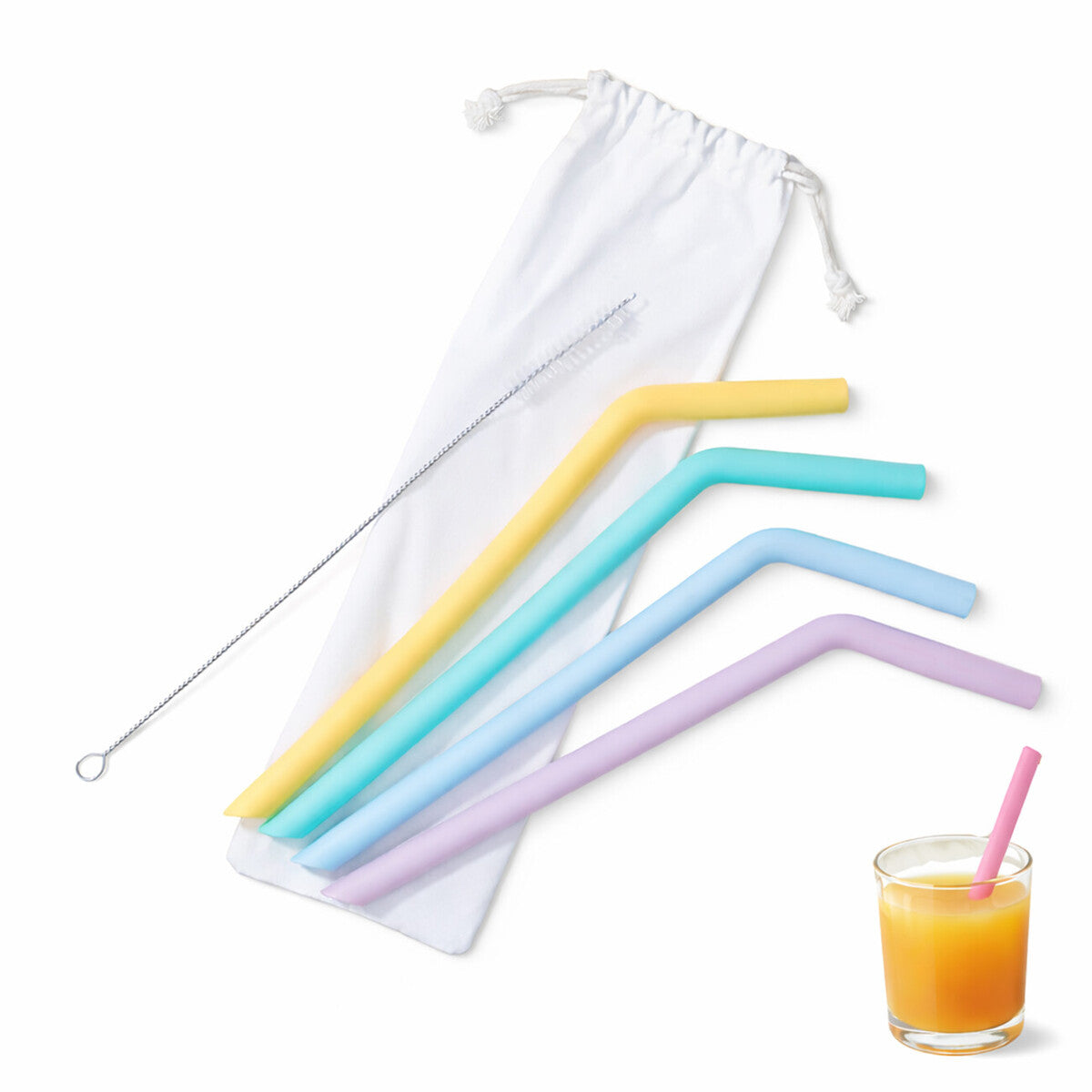 Mimo Set Of 4 Silicone Straws