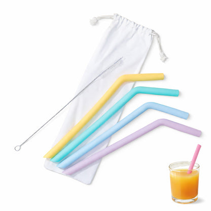Mimo Set Of 4 Silicone Straws