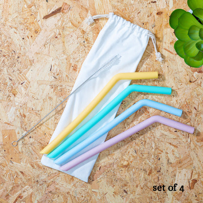 Mimo Set Of 4 Silicone Straws