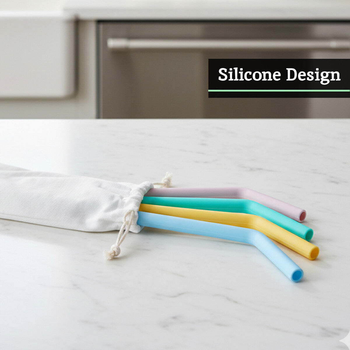 Mimo Set Of 4 Silicone Straws