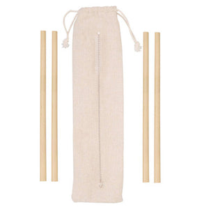 Mimo Set Of 4 Bamboo Straws With Cleaning Brush