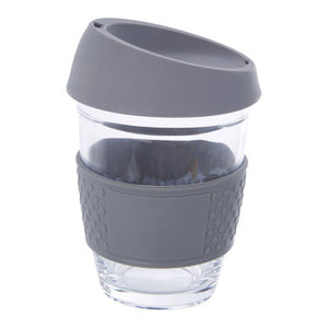 Mimo Glass Mug With Grey Silicone Band Lid