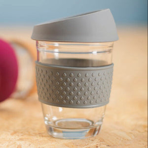 Glass Mug with Grey Silicone Band Lid | Mimo