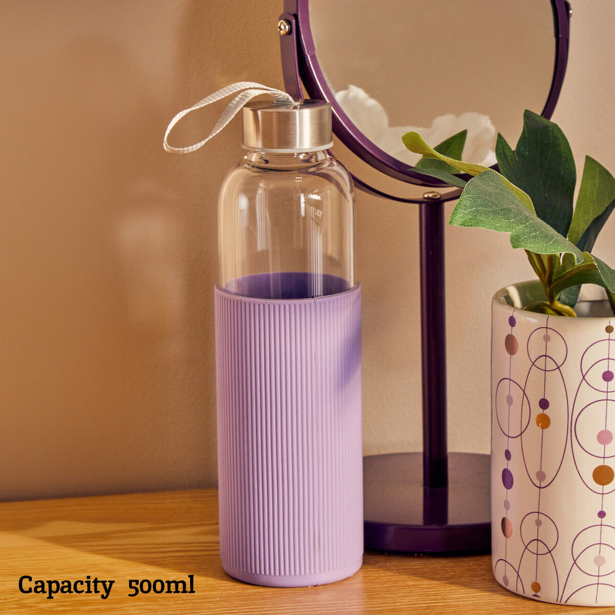 Mimo Glass Bottle With Purple Silicone Sleeve