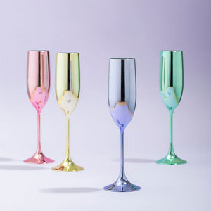 Mimo Set Of 4 Multicolour Champagne Glasses