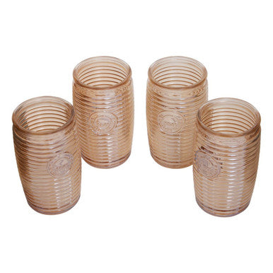 Shop Dayla Set Of Four Gold Ribbed Glass Tumblers from Orsina