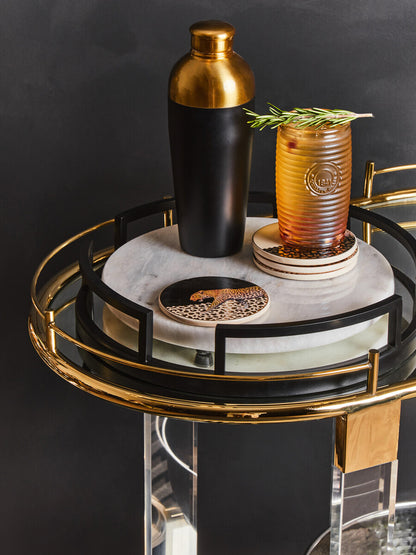 Dayla Set Of Four Gold Ribbed Glass Tumblers