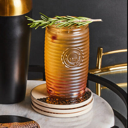 Dayla Set Of Four Gold Ribbed Glass Tumblers